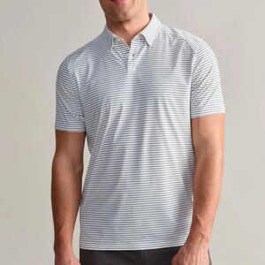 Rhone White/Black Double Stripe Slim Performance Polo